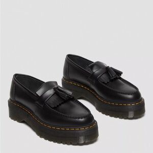 Dr. Martens Adrian Leather Platform Tassel Loafers Quad Sole Black 7